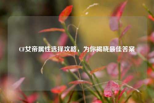 CF女帝属性选择攻略，为你揭晓最佳答案