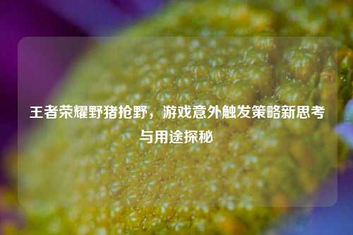 王者荣耀野猪抢野，游戏意外触发策略新思考与用途探秘